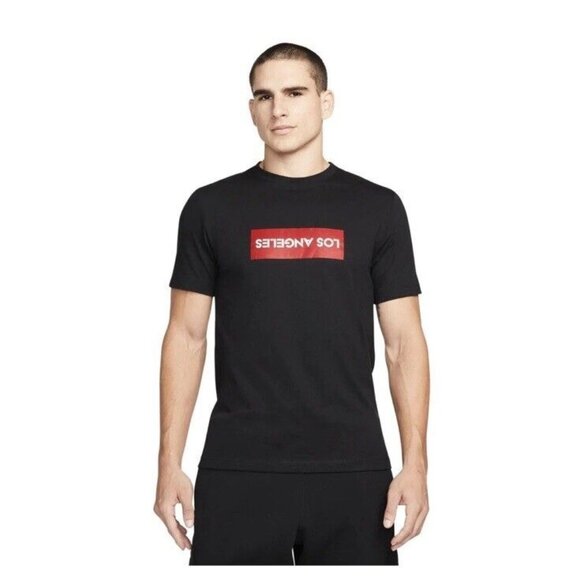 Air Jordan Los Angeles City Stencil Shirt Black Large Upside Down Logo Jumpman - Picture 1 of 4